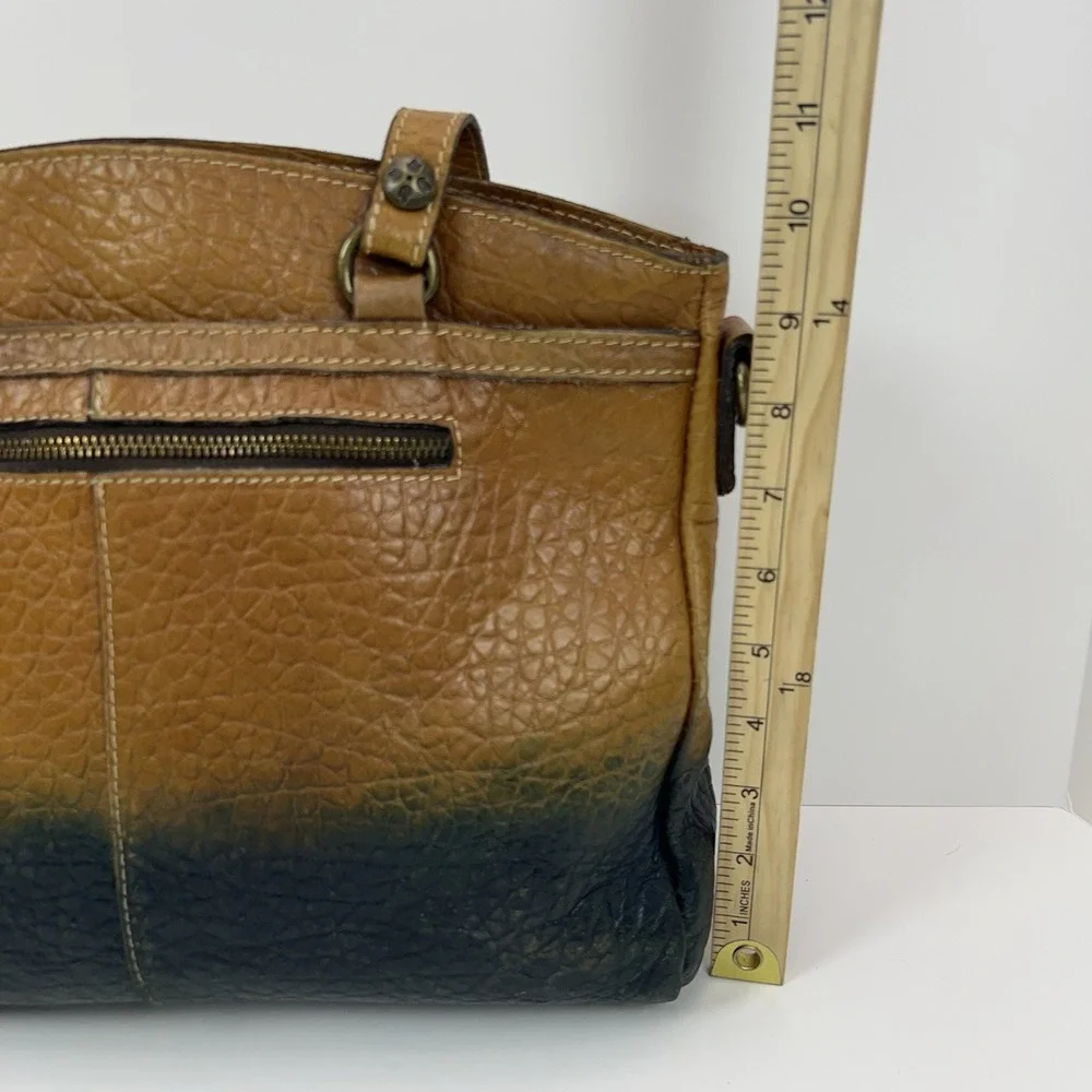 PATRICIA NASH Poppy Italian Leather Satchel Tote Distressed‎ Gradient Brown Blue